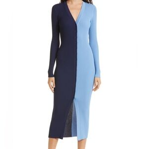 STAUD Asymmetrical Dress in Navy and Light Blue medium